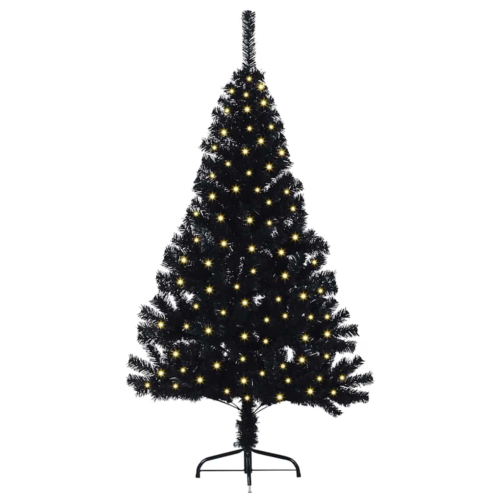 VidaXL künstlicher, beleuchteter Weihnachtsbaum mit 150 LEDs, schwarz, 150 cm PVC