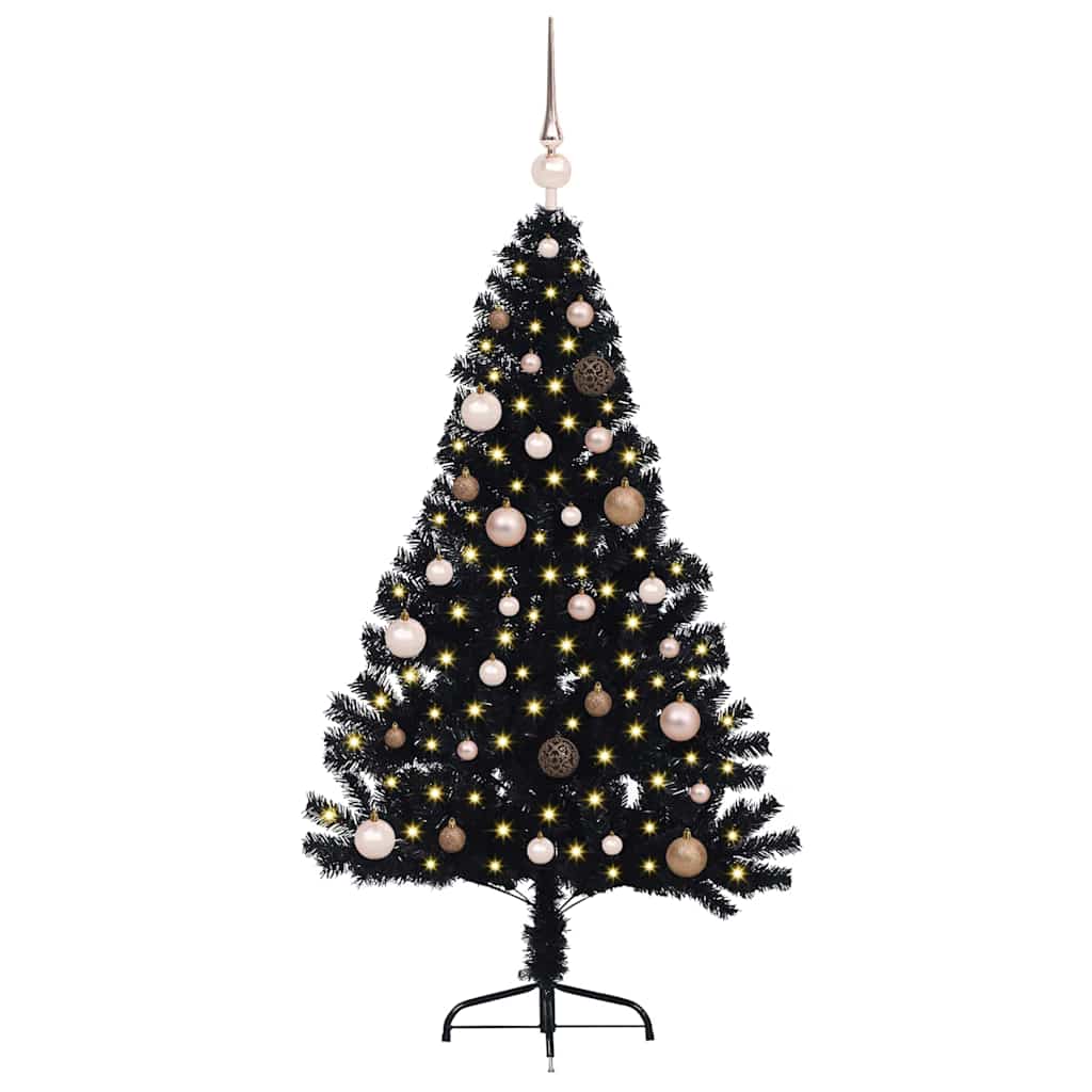 VidaXL künstlicher, beleuchteter Weihnachtsbaum mit 150 LEDs, schwarz, 150 cm PVC