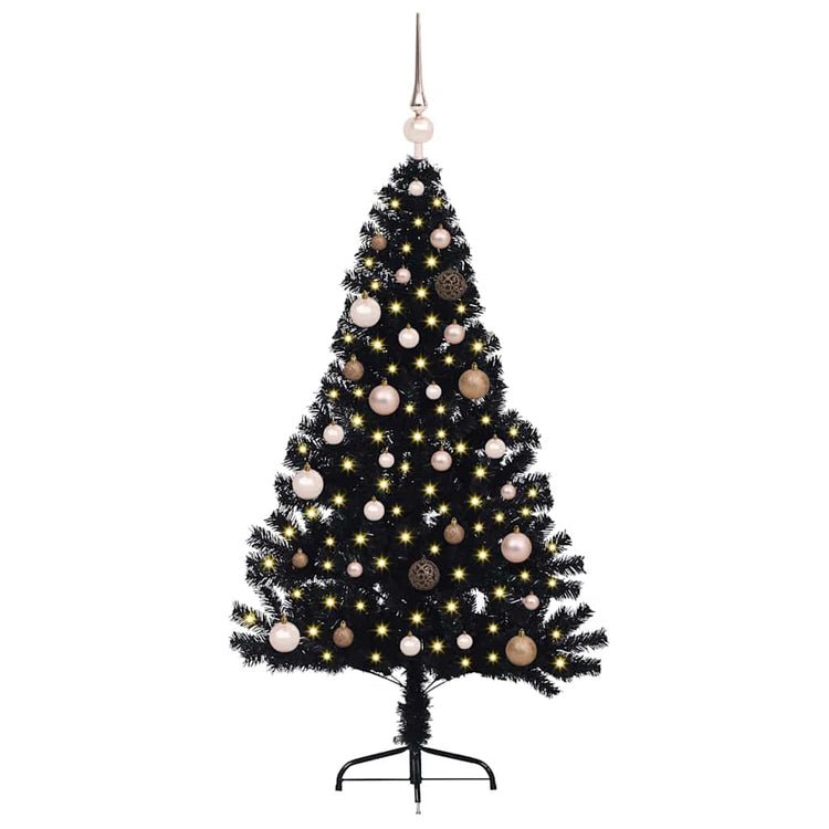 VidaXL künstlicher, beleuchteter Weihnachtsbaum mit 150 LEDs, schwarz, 150 cm PVC