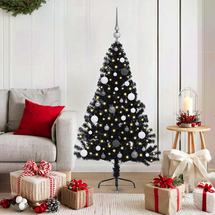 VidaXL künstlicher, beleuchteter Weihnachtsbaum mit 150 LEDs, schwarz, 150 cm PVC