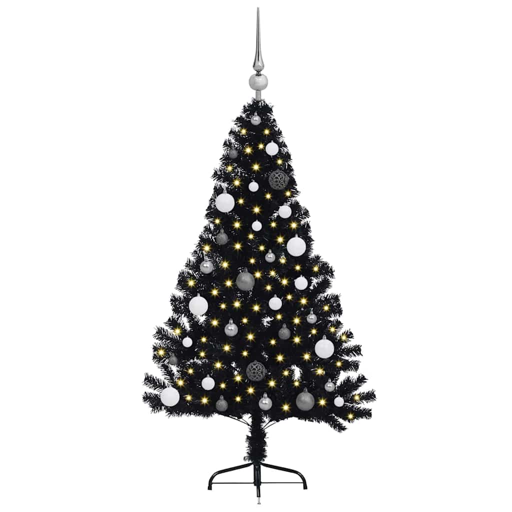 VidaXL künstlicher, beleuchteter Weihnachtsbaum mit 150 LEDs, schwarz, 150 cm PVC