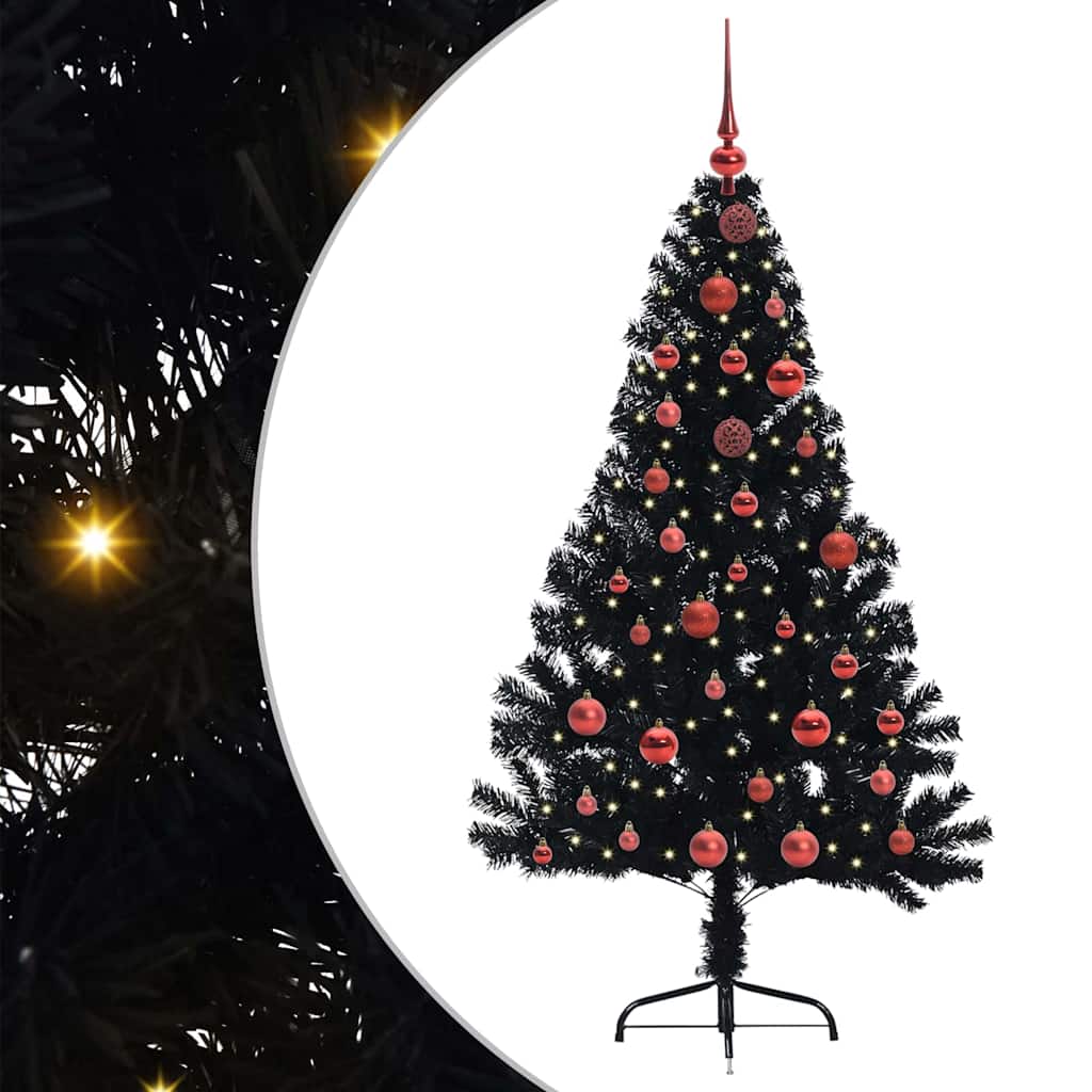 VidaXL künstlicher, beleuchteter Weihnachtsbaum mit 150 LEDs, schwarz, 150 cm PVC