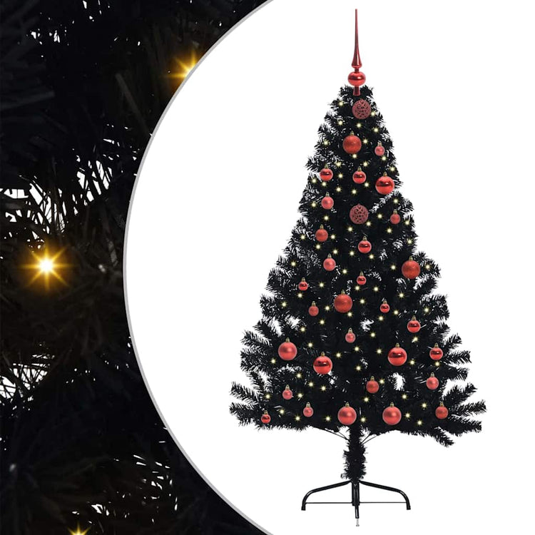 VidaXL künstlicher, beleuchteter Weihnachtsbaum mit 150 LEDs, schwarz, 150 cm PVC