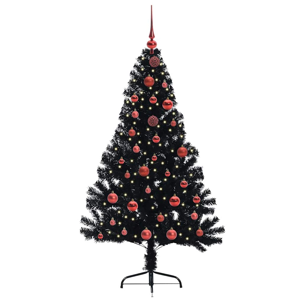 VidaXL künstlicher, beleuchteter Weihnachtsbaum mit 150 LEDs, schwarz, 150 cm PVC