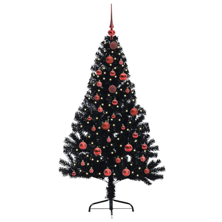 VidaXL künstlicher, beleuchteter Weihnachtsbaum mit 150 LEDs, schwarz, 150 cm PVC