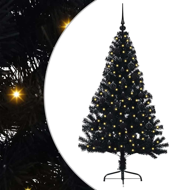VidaXL künstlicher, beleuchteter Weihnachtsbaum mit 150 LEDs, schwarz, 150 cm PVC
