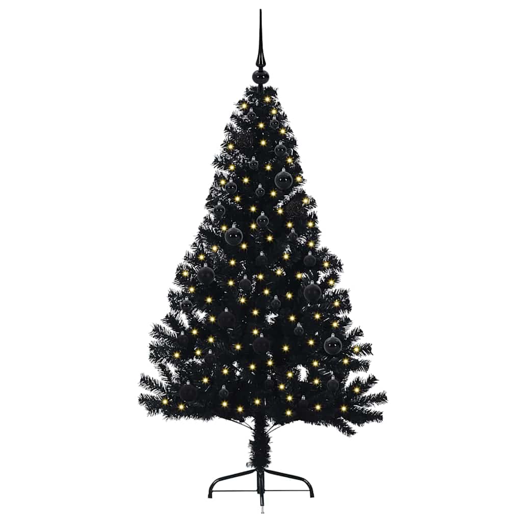 VidaXL künstlicher, beleuchteter Weihnachtsbaum mit 150 LEDs, schwarz, 150 cm PVC