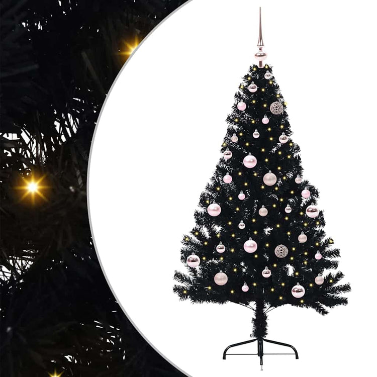VidaXL künstlicher, beleuchteter Weihnachtsbaum mit 150 LEDs, schwarz, 150 cm PVC