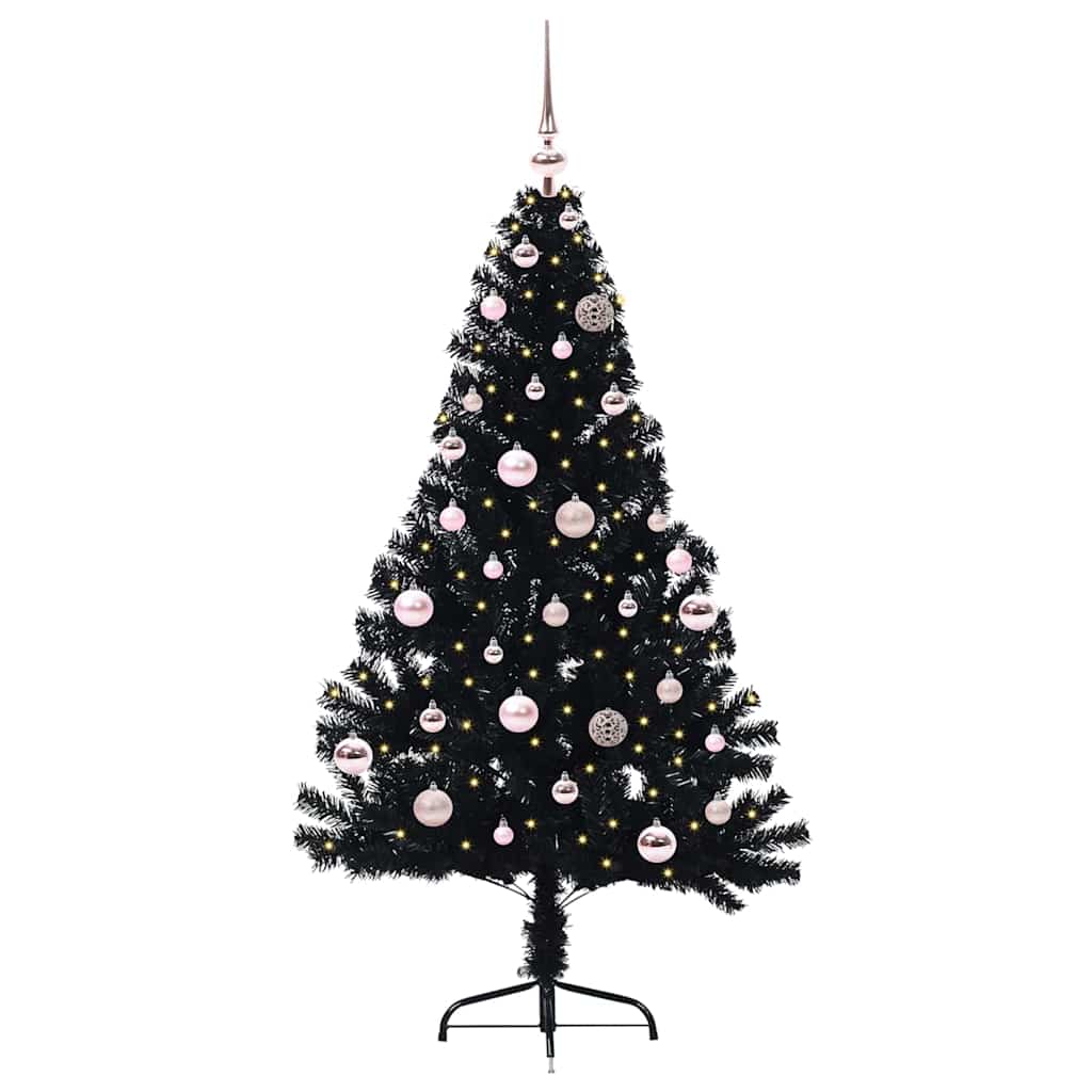 VidaXL künstlicher, beleuchteter Weihnachtsbaum mit 150 LEDs, schwarz, 150 cm PVC