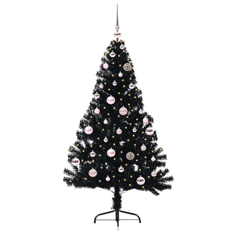 VidaXL künstlicher, beleuchteter Weihnachtsbaum mit 150 LEDs, schwarz, 150 cm PVC