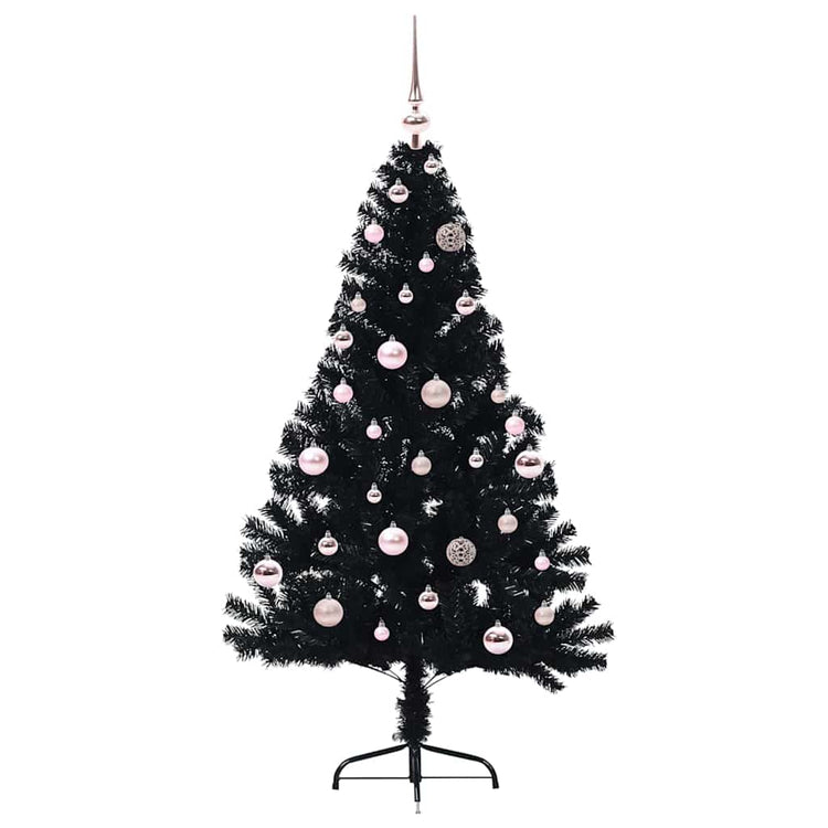 VidaXL künstlicher, beleuchteter Weihnachtsbaum mit 150 LEDs, schwarz, 150 cm PVC
