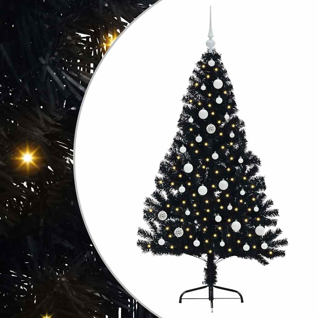 VidaXL künstlicher, beleuchteter Weihnachtsbaum mit 150 LEDs, schwarz, 150 cm PVC