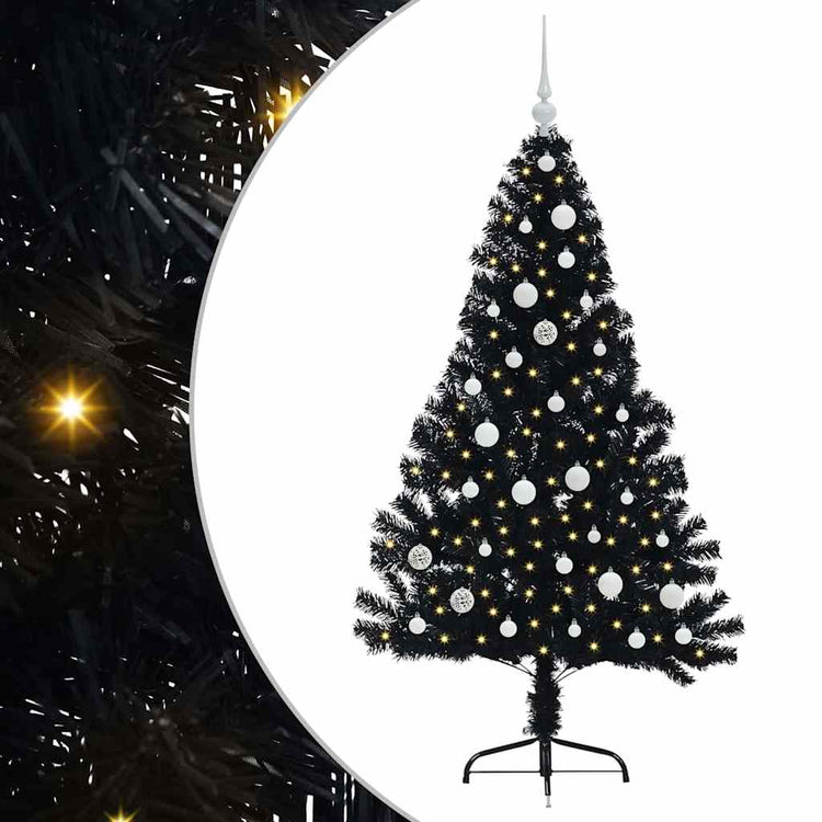 VidaXL künstlicher, beleuchteter Weihnachtsbaum mit 150 LEDs, schwarz, 150 cm PVC