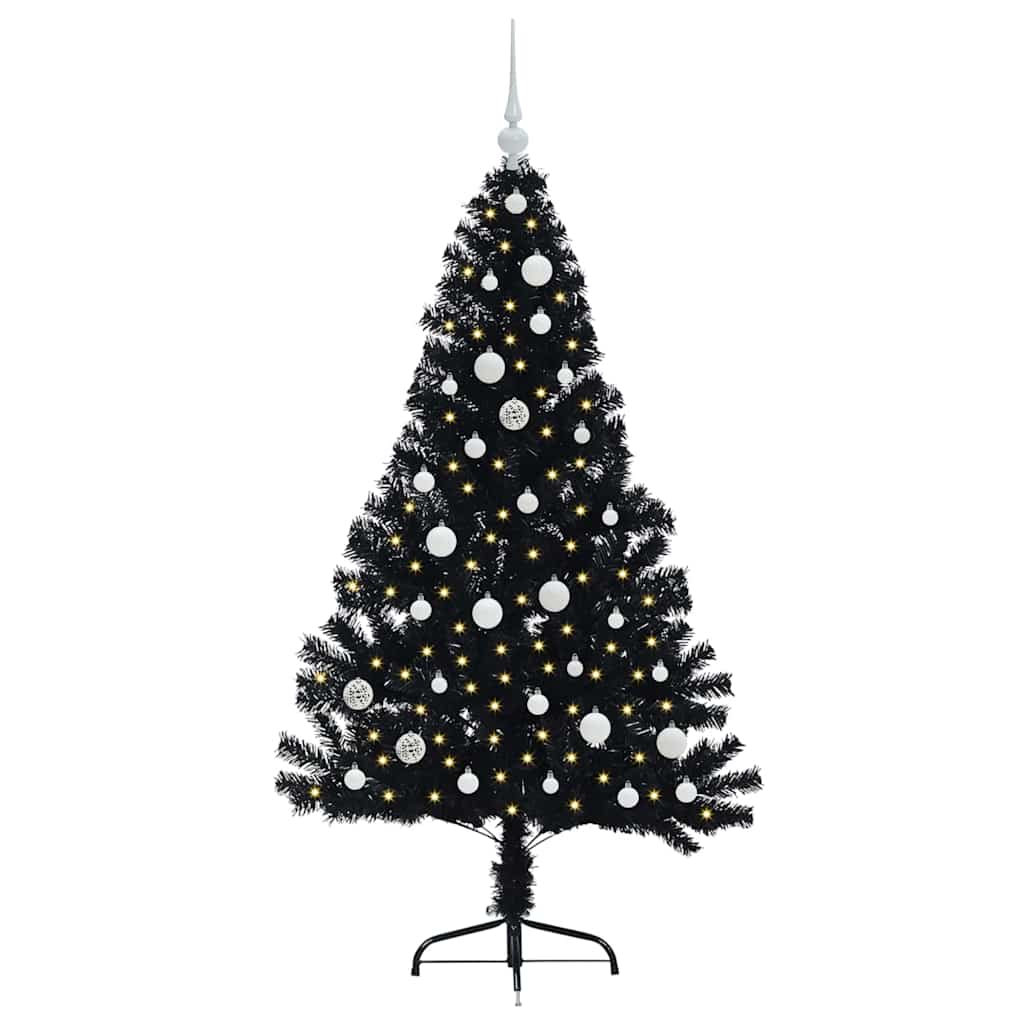 VidaXL künstlicher, beleuchteter Weihnachtsbaum mit 150 LEDs, schwarz, 150 cm PVC