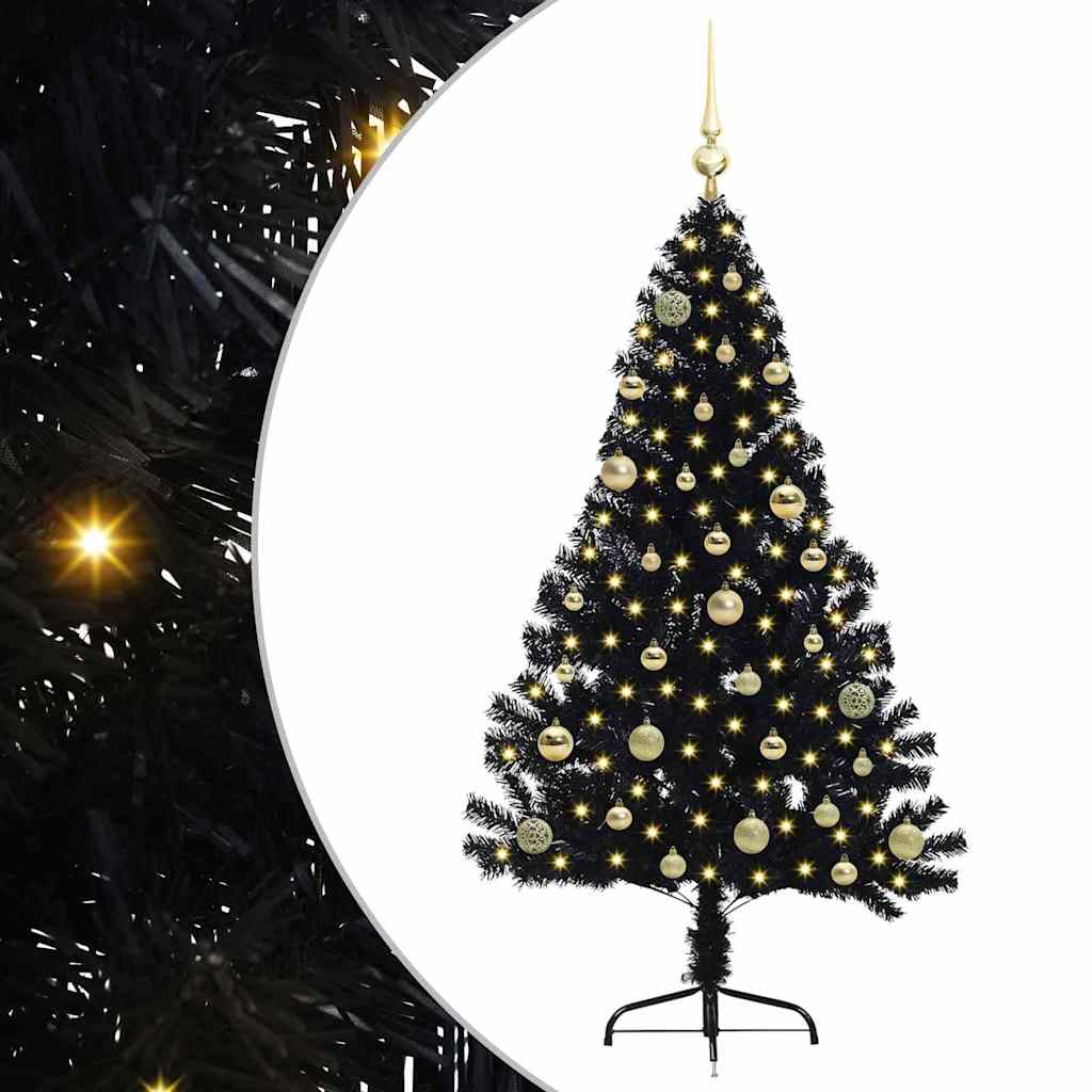 VidaXL künstlicher, beleuchteter Weihnachtsbaum mit 150 LEDs, schwarz, 150 cm PVC