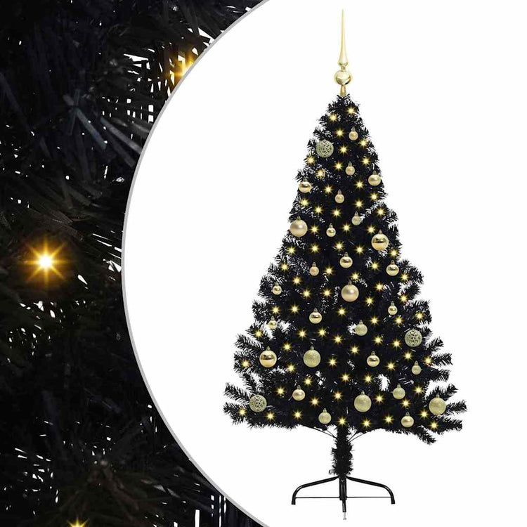 VidaXL künstlicher, beleuchteter Weihnachtsbaum mit 150 LEDs, schwarz, 150 cm PVC