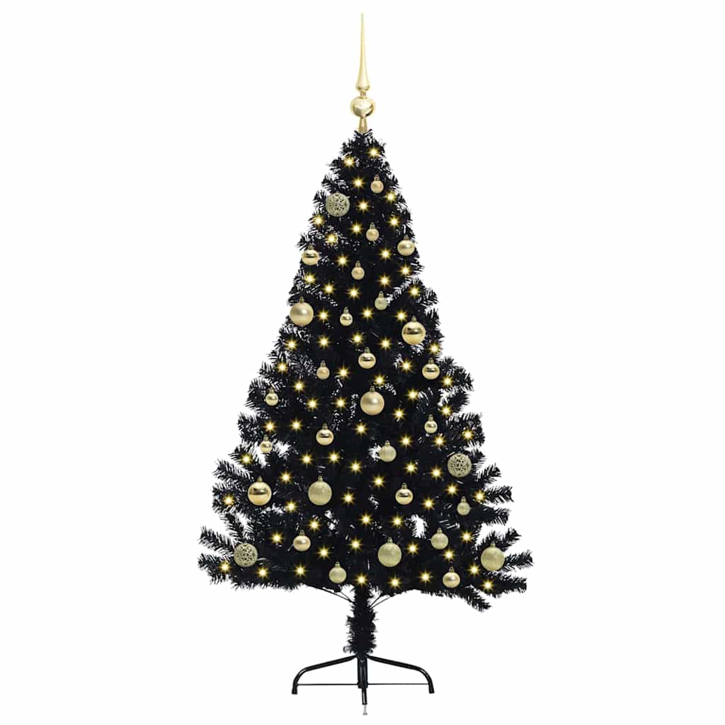 VidaXL künstlicher, beleuchteter Weihnachtsbaum mit 150 LEDs, schwarz, 150 cm PVC