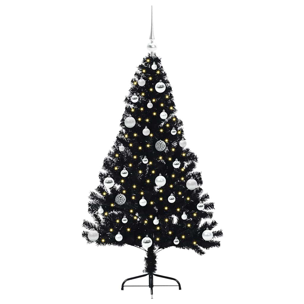 VidaXL künstlicher, beleuchteter Weihnachtsbaum mit 150 LEDs, schwarz, 150 cm PVC