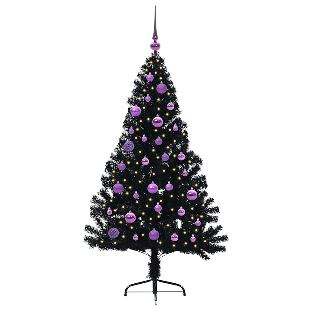 VidaXL künstlicher, beleuchteter Weihnachtsbaum mit 150 LEDs, schwarz, 150 cm PVC
