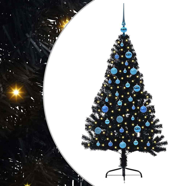 VidaXL künstlicher, beleuchteter Weihnachtsbaum mit 150 LEDs, schwarz, 150 cm PVC