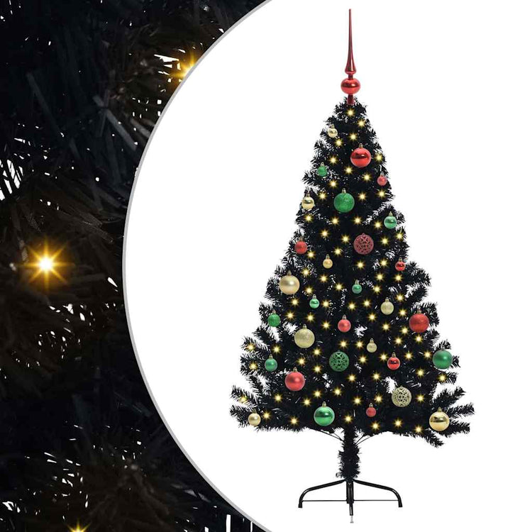 VidaXL künstlicher, beleuchteter Weihnachtsbaum mit 150 LEDs, schwarz, 150 cm PVC