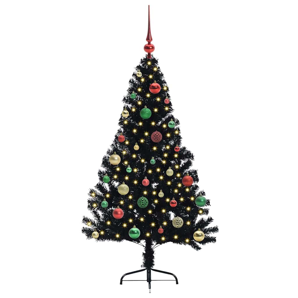 VidaXL künstlicher, beleuchteter Weihnachtsbaum mit 150 LEDs, schwarz, 150 cm PVC