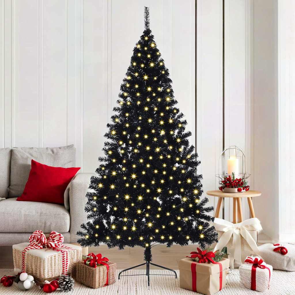 Vidaxx künstlicher, beleuchteter Weihnachtsbaum mit 300 LEDs, schwarz, 180 cm PVC