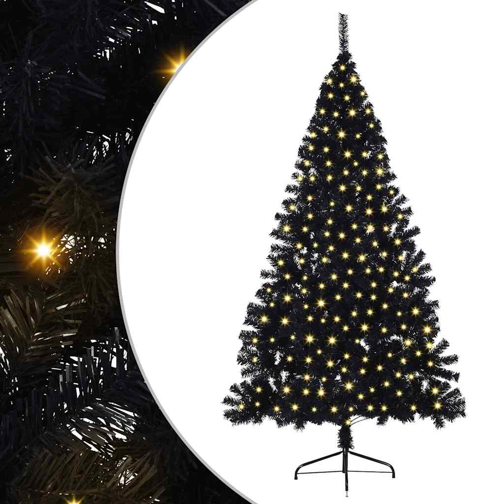 Vidaxx künstlicher, beleuchteter Weihnachtsbaum mit 300 LEDs, schwarz, 180 cm PVC