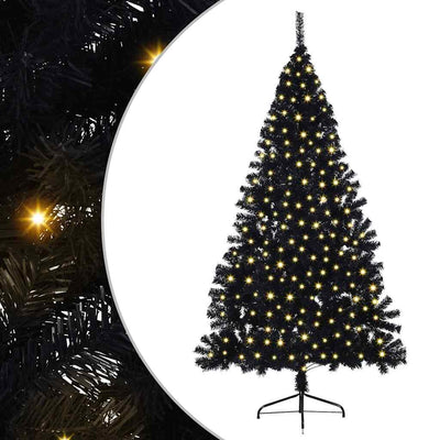 Vidaxx künstlicher, beleuchteter Weihnachtsbaum mit 300 LEDs, schwarz, 180 cm PVC