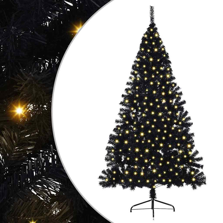 Vidaxx künstlicher, beleuchteter Weihnachtsbaum mit 300 LEDs, schwarz, 180 cm PVC