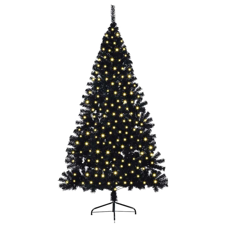 Vidaxx künstlicher, beleuchteter Weihnachtsbaum mit 300 LEDs, schwarz, 180 cm PVC