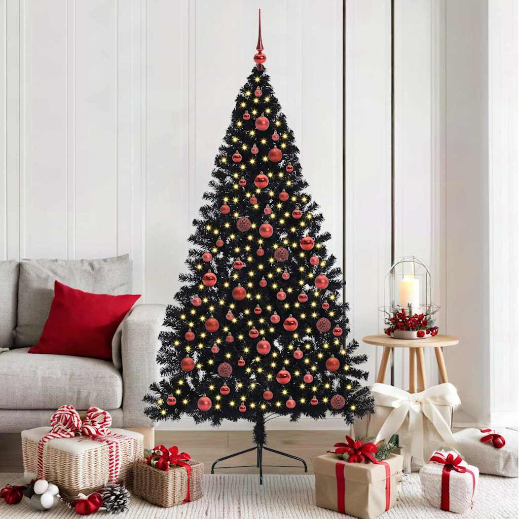 Vidaxx künstlicher, beleuchteter Weihnachtsbaum mit 300 LEDs, schwarz, 180 cm PVC