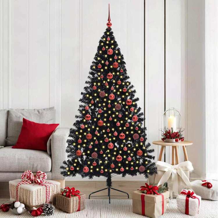 Vidaxx künstlicher, beleuchteter Weihnachtsbaum mit 300 LEDs, schwarz, 180 cm PVC
