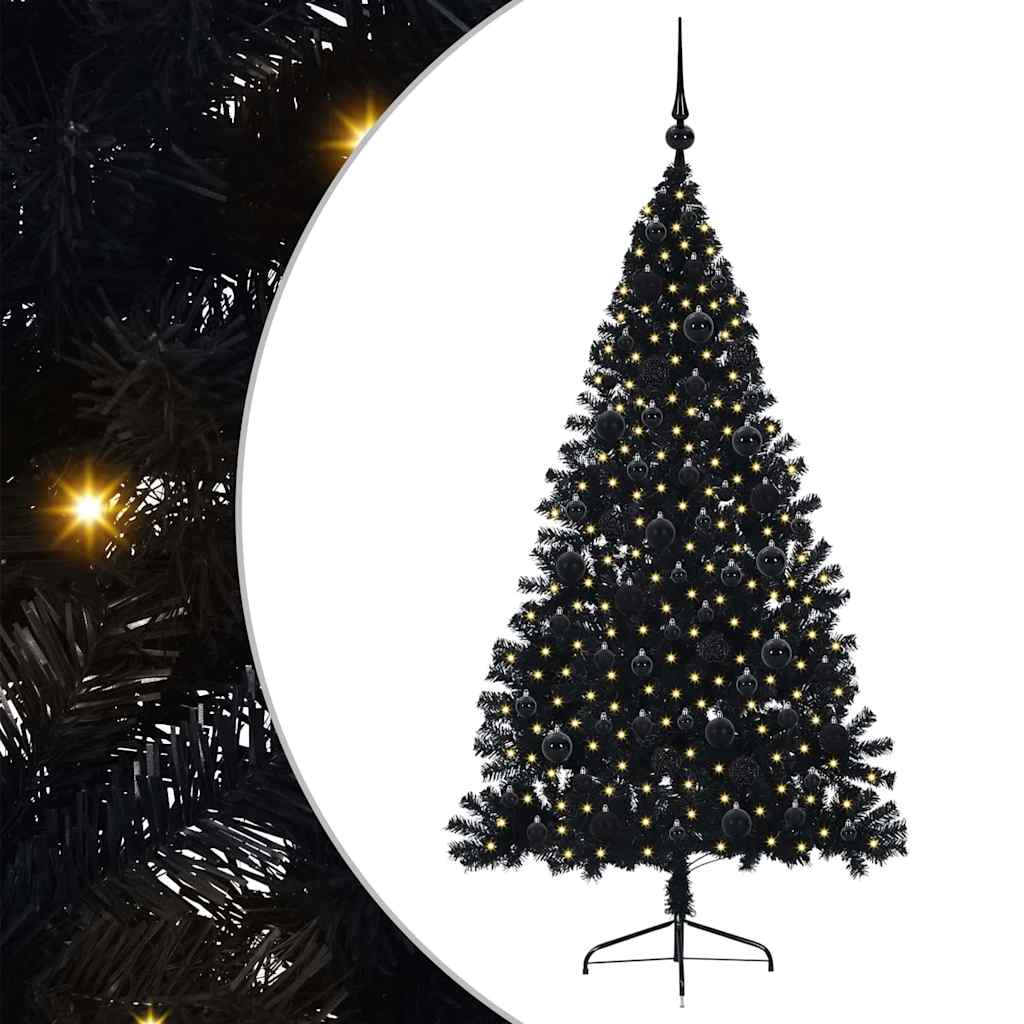 Vidaxx künstlicher, beleuchteter Weihnachtsbaum mit 300 LEDs, schwarz, 180 cm PVC