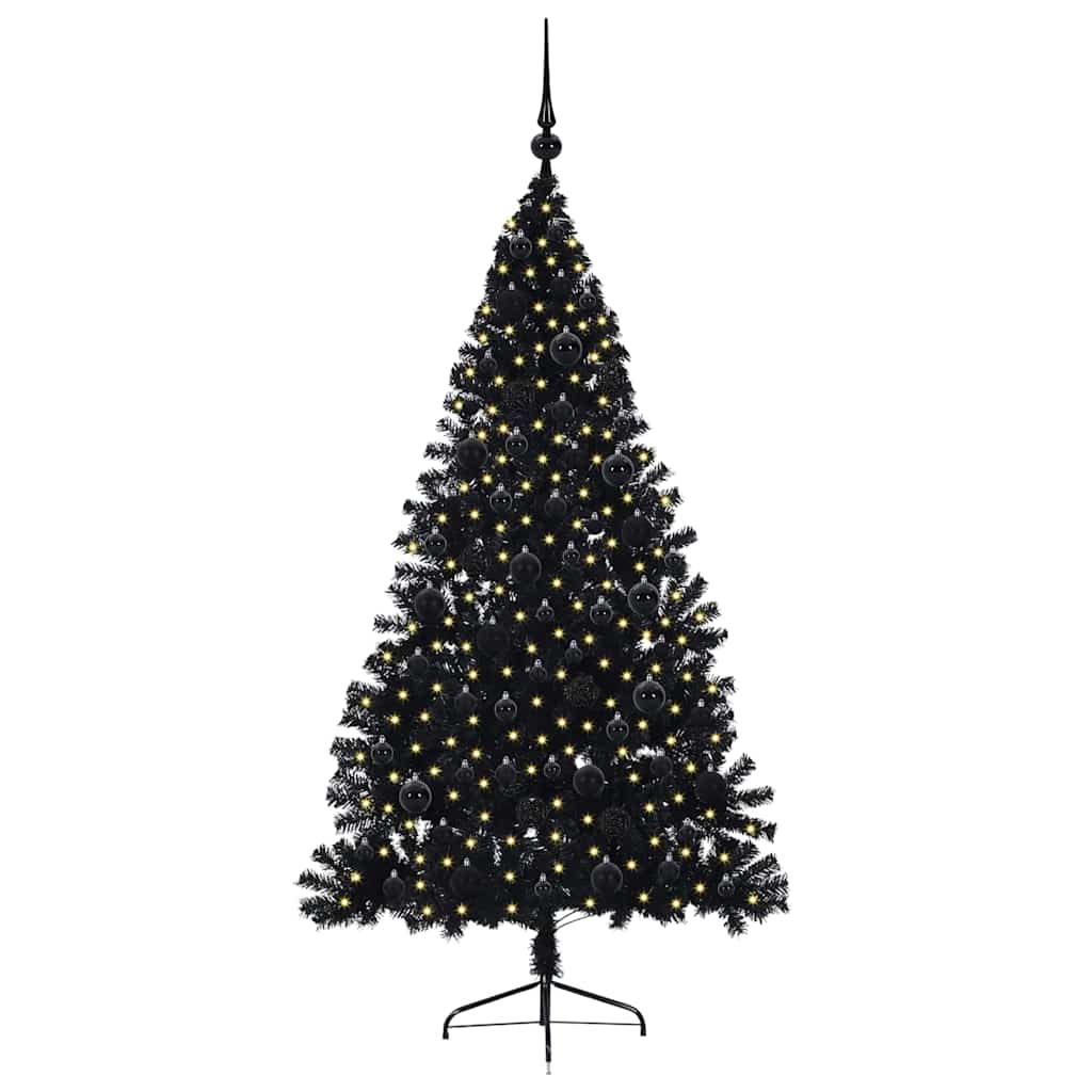Vidaxx künstlicher, beleuchteter Weihnachtsbaum mit 300 LEDs, schwarz, 180 cm PVC