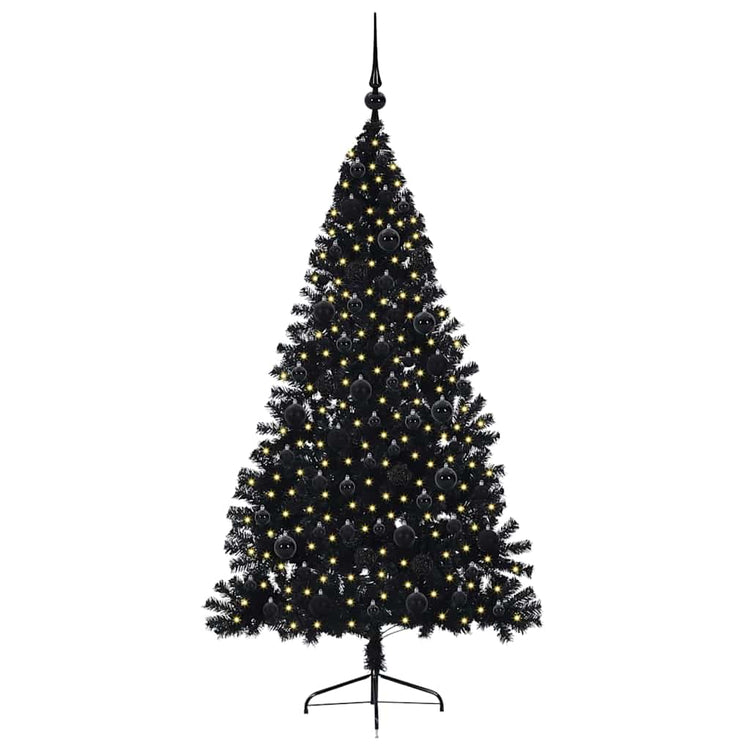 Vidaxx künstlicher, beleuchteter Weihnachtsbaum mit 300 LEDs, schwarz, 180 cm PVC