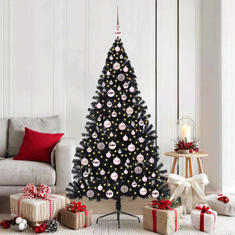 Vidaxx künstlicher, beleuchteter Weihnachtsbaum mit 300 LEDs, schwarz, 180 cm PVC