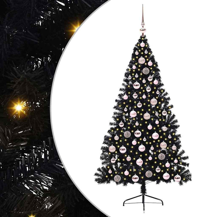 Vidaxx künstlicher, beleuchteter Weihnachtsbaum mit 300 LEDs, schwarz, 180 cm PVC