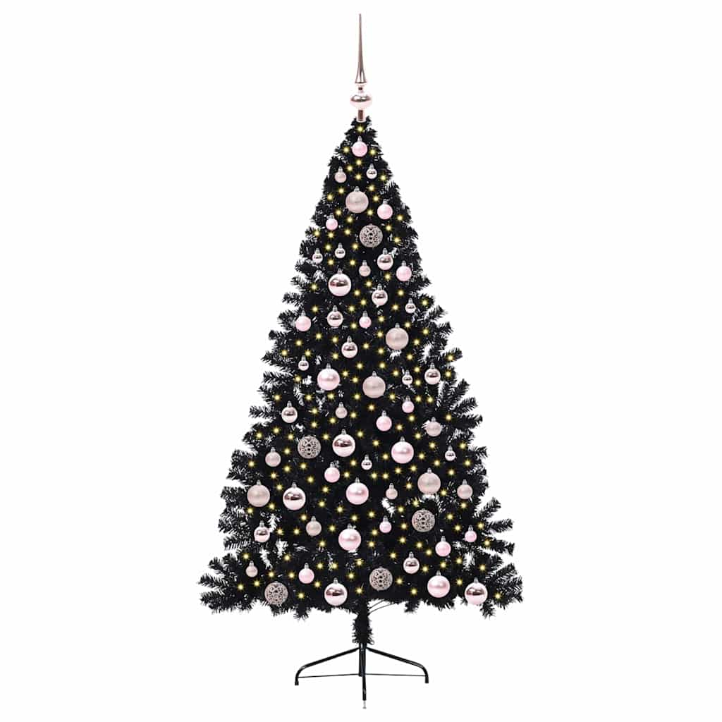 Vidaxx künstlicher, beleuchteter Weihnachtsbaum mit 300 LEDs, schwarz, 180 cm PVC