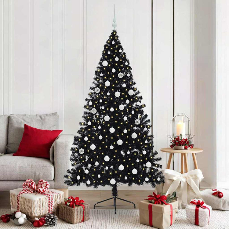 Vidaxx künstlicher, beleuchteter Weihnachtsbaum mit 300 LEDs, schwarz, 180 cm PVC