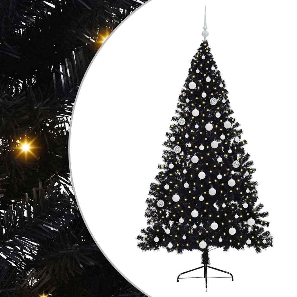 Vidaxx künstlicher, beleuchteter Weihnachtsbaum mit 300 LEDs, schwarz, 180 cm PVC
