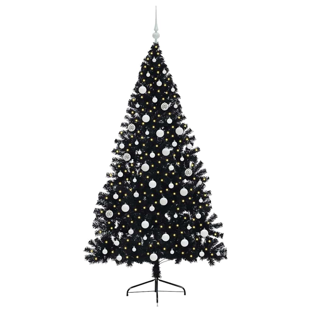 Vidaxx künstlicher, beleuchteter Weihnachtsbaum mit 300 LEDs, schwarz, 180 cm PVC