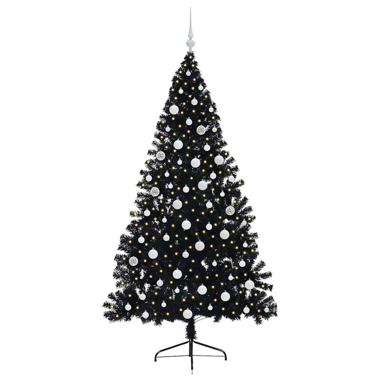 Vidaxx künstlicher, beleuchteter Weihnachtsbaum mit 300 LEDs, schwarz, 180 cm PVC