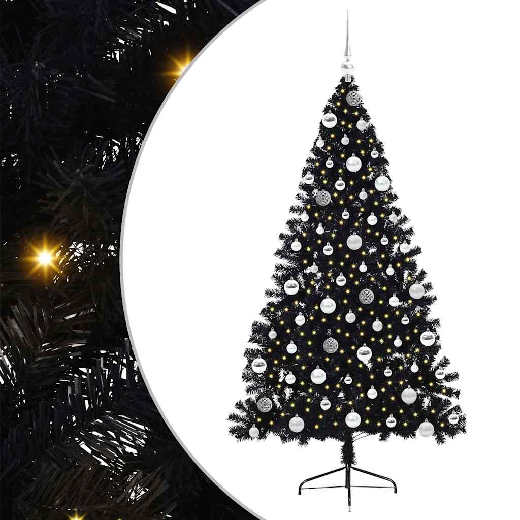 Vidaxx künstlicher, beleuchteter Weihnachtsbaum mit 300 LEDs, schwarz, 180 cm PVC