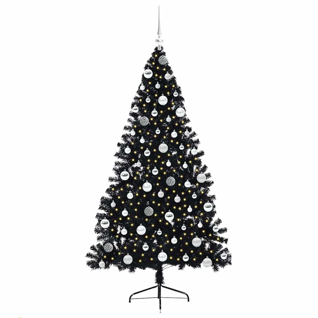 Vidaxx künstlicher, beleuchteter Weihnachtsbaum mit 300 LEDs, schwarz, 180 cm PVC