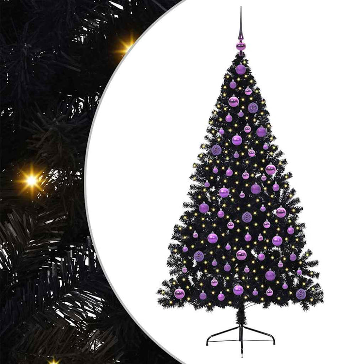 Vidaxx künstlicher, beleuchteter Weihnachtsbaum mit 300 LEDs, schwarz, 180 cm PVC