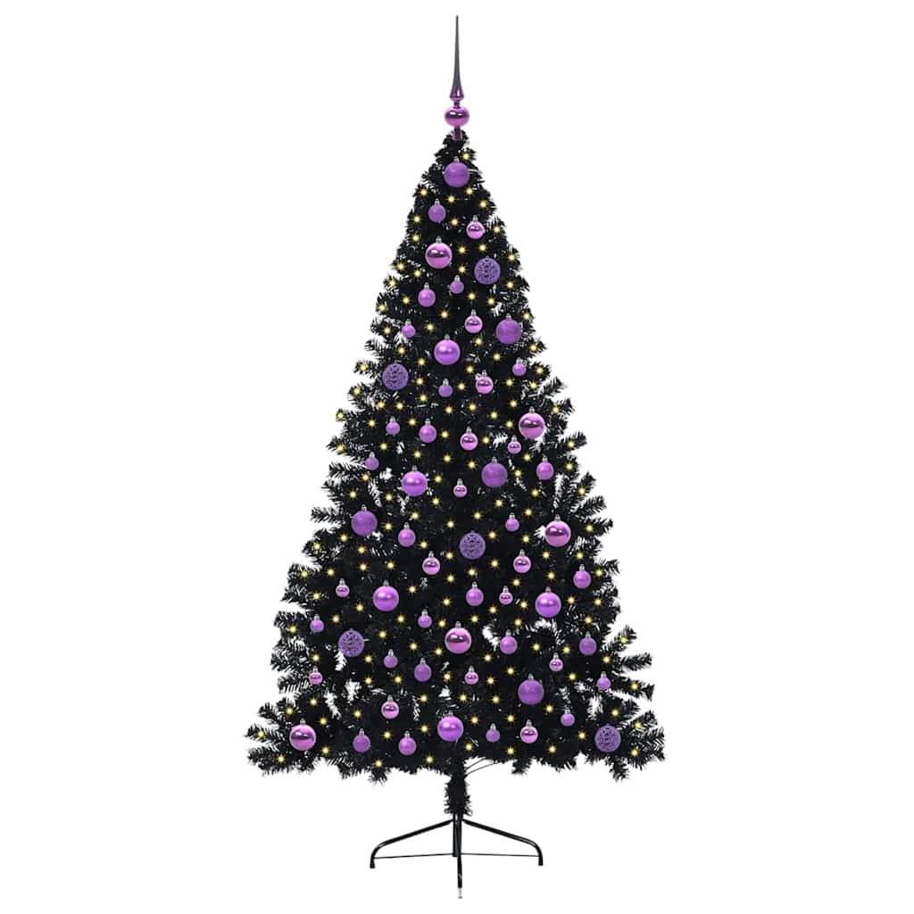 Vidaxx künstlicher, beleuchteter Weihnachtsbaum mit 300 LEDs, schwarz, 180 cm PVC