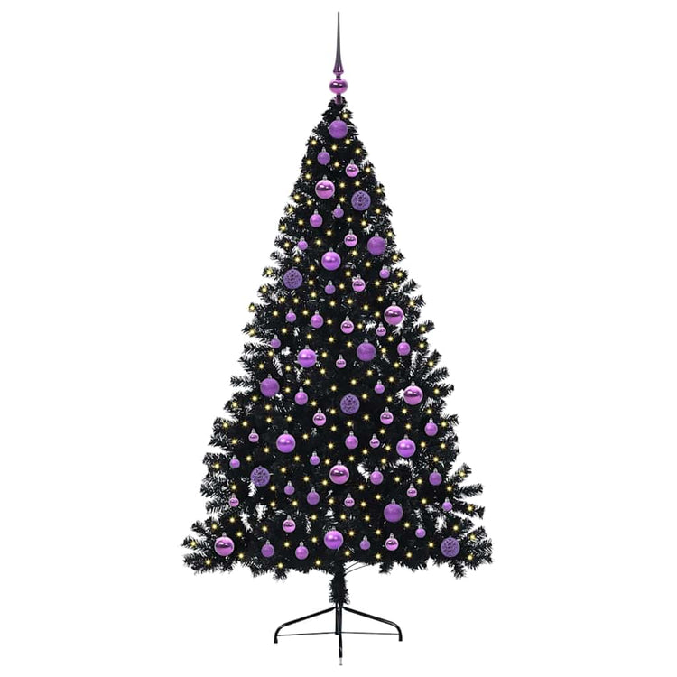 Vidaxx künstlicher, beleuchteter Weihnachtsbaum mit 300 LEDs, schwarz, 180 cm PVC