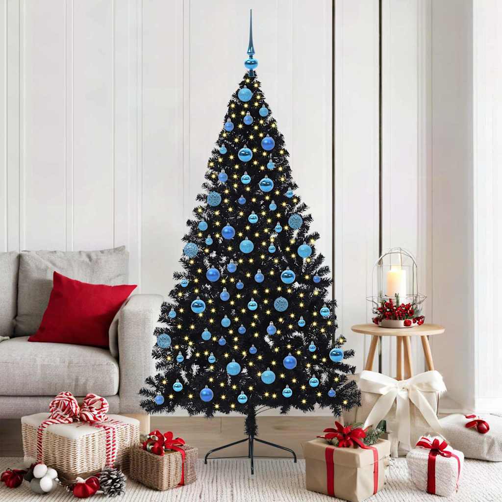 Vidaxx künstlicher, beleuchteter Weihnachtsbaum mit 300 LEDs, schwarz, 180 cm PVC