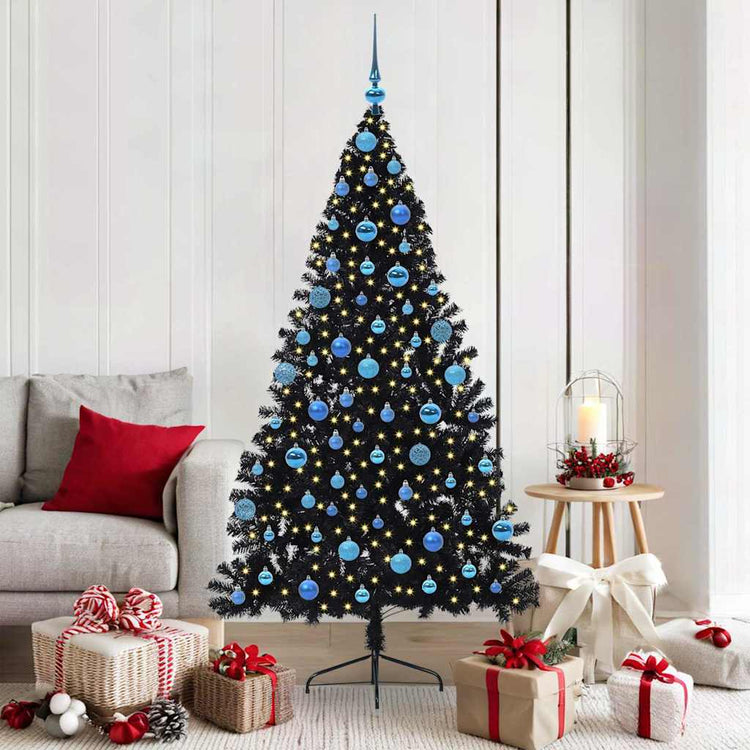 Vidaxx künstlicher, beleuchteter Weihnachtsbaum mit 300 LEDs, schwarz, 180 cm PVC